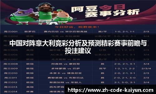 中国对阵意大利竞彩分析及预测精彩赛事前瞻与投注建议